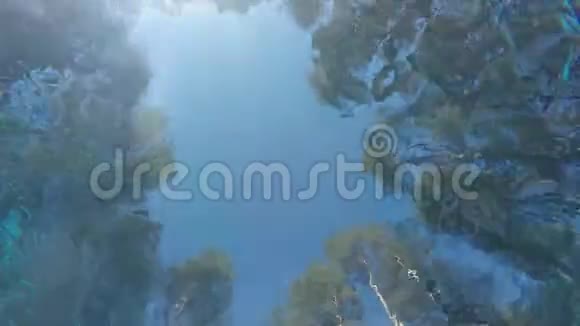 墨竹娜漂浮在水池里游过镜头睁着眼睛往下看泳池附近的大度假视频的预览图