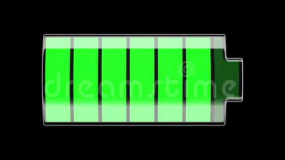电池充放电与绿色刻度划分孤立在黑色上视频的预览图