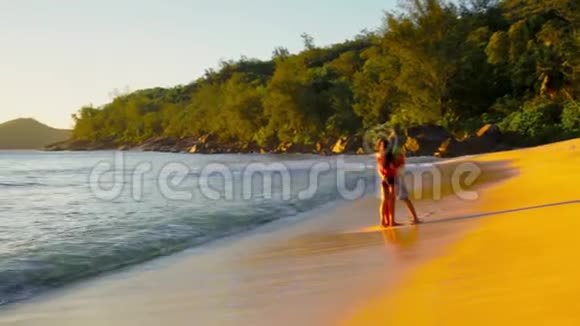塞舌尔群岛的小浪和白色海滩马河高坂安世视频的预览图