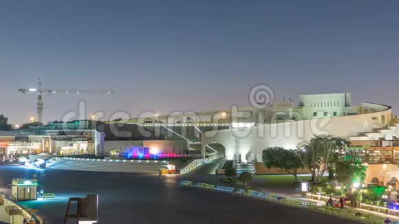 喀塔拉文化村日落后的圆形剧场卡塔尔多哈视频的预览图