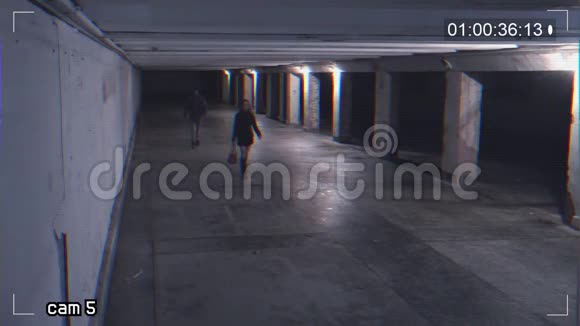 在地下通道抢劫一个女孩从监控摄像机记录视频的预览图