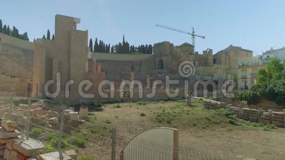 重建期间卡塔赫纳的罗马剧院景观视频的预览图