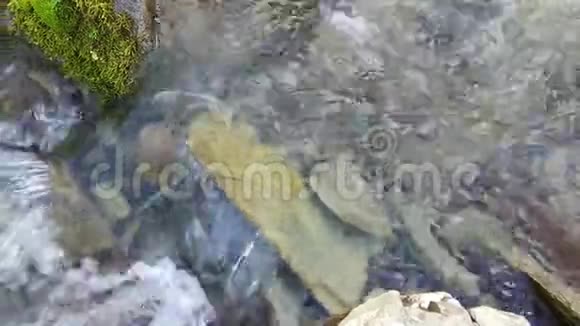 山涧带瀑布关闭河流中的瀑布视频的预览图