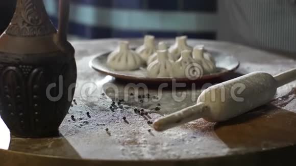 卡其卡利传统的格鲁吉亚饺子塞肉馅视频的预览图