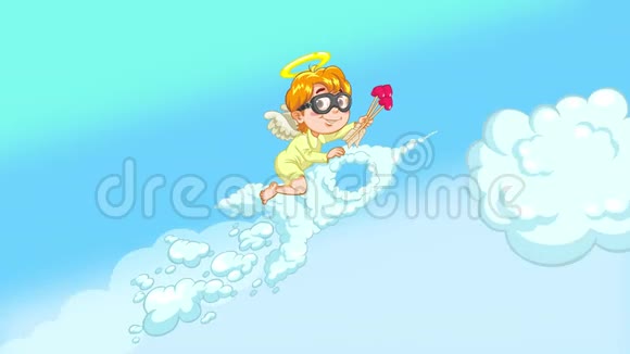 小天使骑着火箭穿过天空视频的预览图