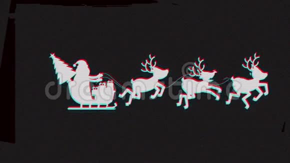在鹿拉的雪橇上的圣诞老人视频的预览图