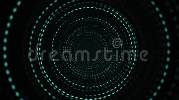 抽象发光的螺旋圆隧道波浪运动背景蓝光与发光的圆圈过渡无缝回路视频的预览图