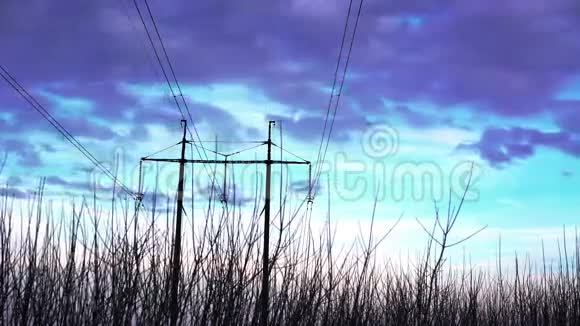 天空和电力线路泰姆普斯视频的预览图