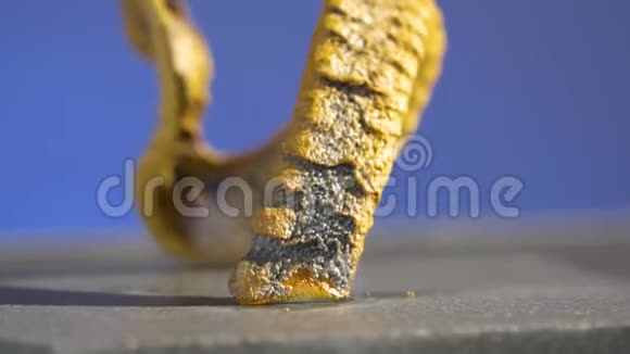 法老蛇与火发生化学反应美丽而可怕的反应硫氰酸酯硫柳汞视频的预览图