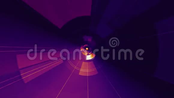 圈圈可循环的格栅生锈的复古SCIFI未来派紫色蓝色圆圈旋转灯在黑暗的背景闪烁视频的预览图