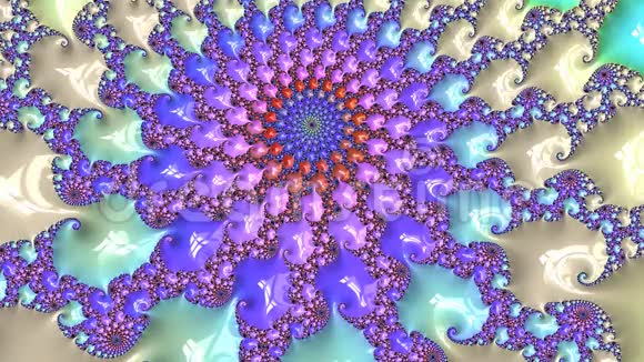 色彩变化的彩色纹理花卉螺旋分形视频的预览图