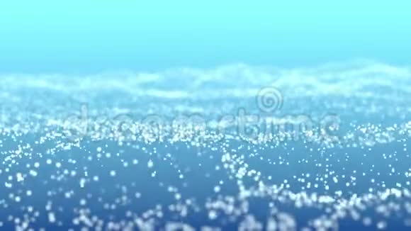 数字蓝波粒子背景具有移动和闪烁粒子的抽象背景蓝色海洋数码视频的预览图