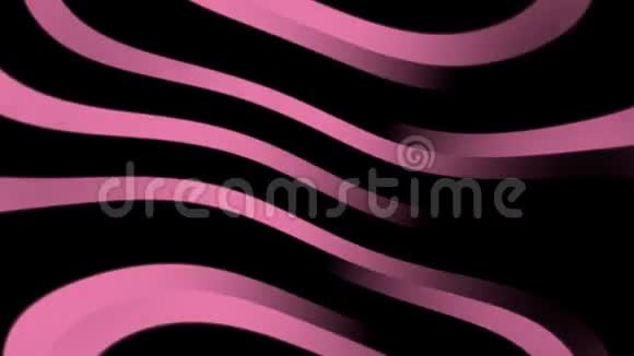 在黑色背景上发光的深粉色条纹波浪线线纹波状纹理运动图形动画无缝鞋视频的预览图