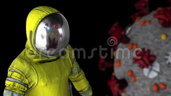 危险物质套装和冠状病毒放大视频的预览图