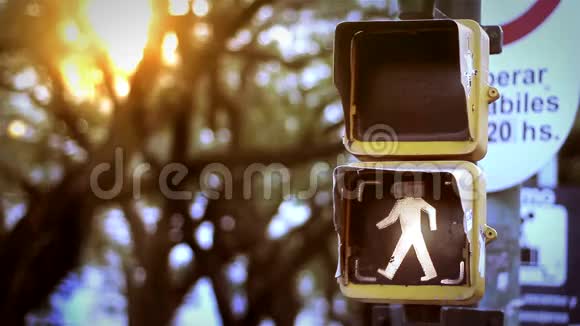 步行多纳T行道红绿灯标志视频的预览图