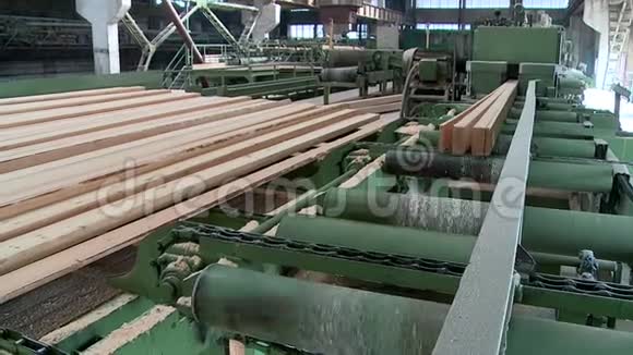 将原木锯成木材的生产线视频的预览图