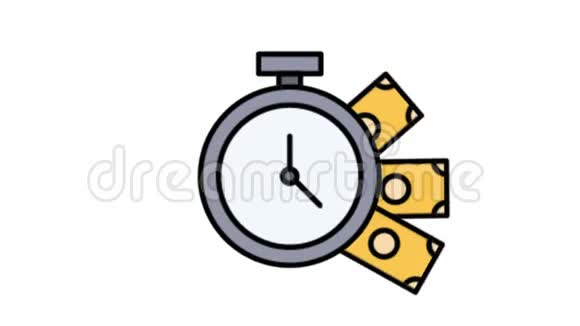 计时器和金钱平面图标动画视频视频的预览图