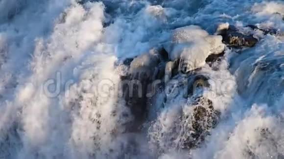 冰岛的天然背景瀑布视频的预览图