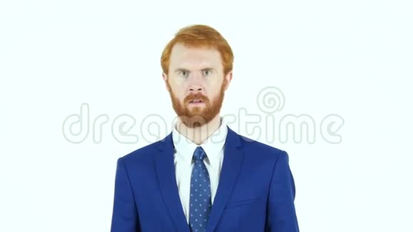 失败的姿态愤怒的红发胡子商人巨大的损失视频的预览图