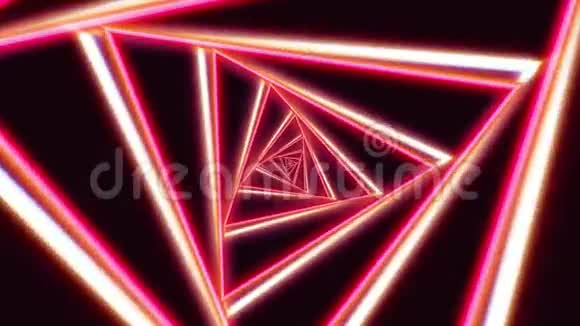 抽象发光的螺旋圆隧道波浪运动背景蓝色灯光与发光圆圈过渡无缝回路视频的预览图