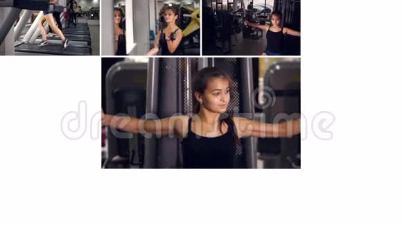 健身房里的女人积极运动健康生活方式背景视频的预览图