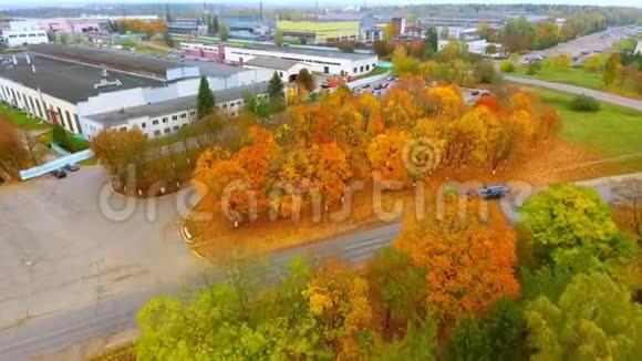 秋景楼道靠近工业大厦的秋路视频的预览图