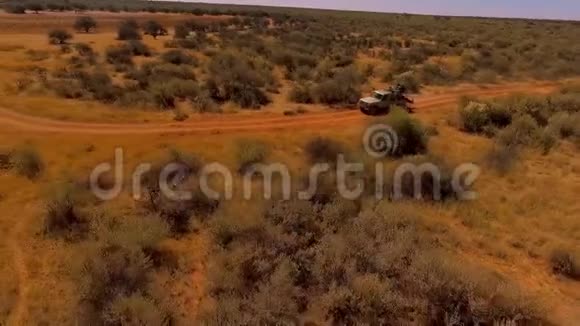 这辆越野车正在非洲的野兽中穿过热带草原视频的预览图