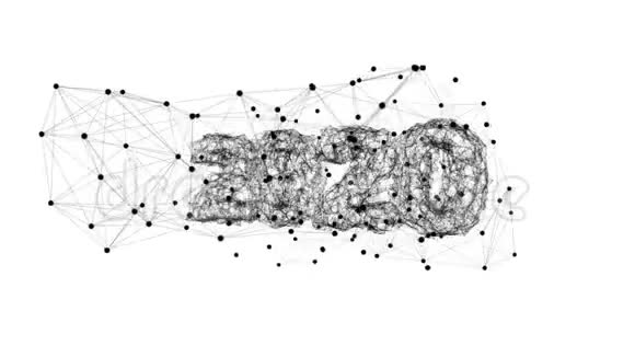 抽象神经丛动画背景与文本2020阿尔法通道视频的预览图