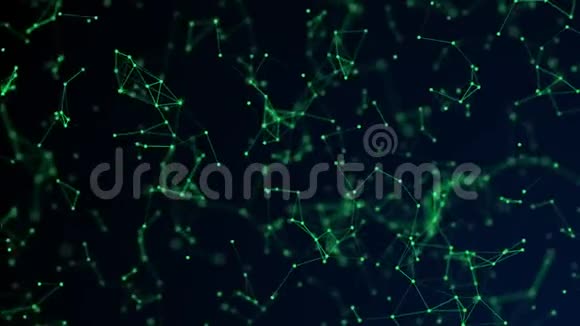 控制粒子丛连接线运动的绿色数字背景视频的预览图