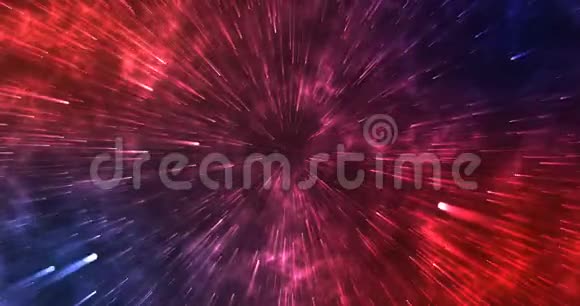 抽象空间动画的恒星运动在星系发光霓虹灯发光激光和线条背景紫红色视频的预览图