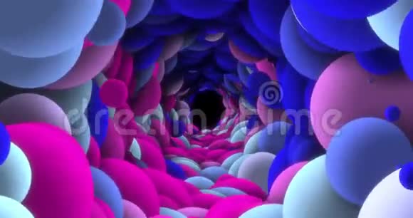 带有蓝色和粉红色气泡的霓虹灯抽象背景循环动画4k视频的预览图