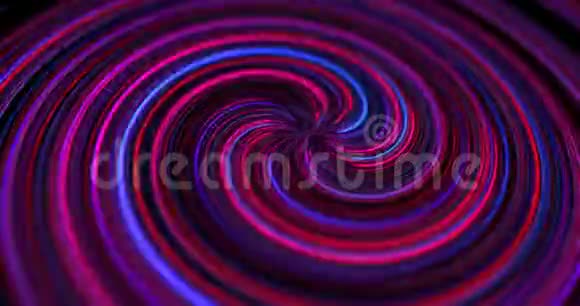 螺旋扭曲的霓虹灯光的发光圈激光和线条的抽象动画背景为紫红色视频的预览图