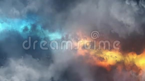 云后蓝橙灯光动画背景视频的预览图