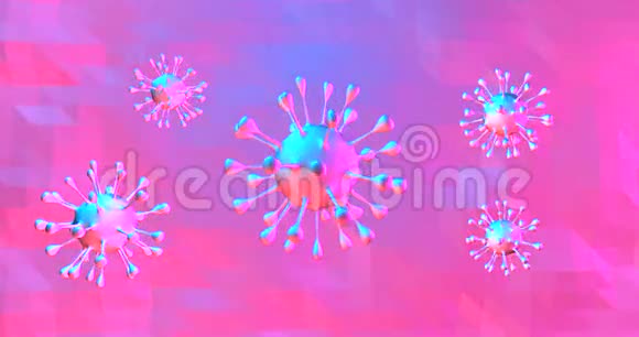 冠状病毒细胞COVID19五颜六色的霓虹灯动画群冠状病毒的传播3D染循环4k视频的预览图