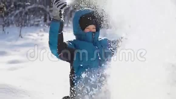 孩子们在冬天的公园里向自己扔雪微笑着视频的预览图