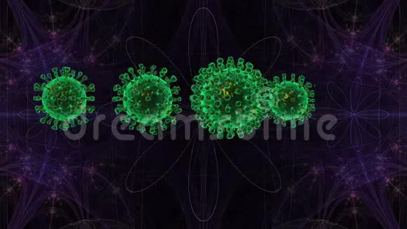 电晕病毒Covid19动画绿色电子旋转抽象背景视频的预览图