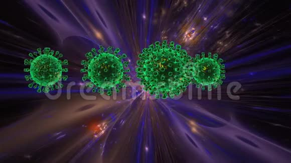 电晕病毒Covid19动画绿色电子旋转抽象背景视频的预览图