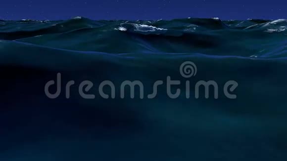 3D波浪状海面与夜空的图示视频的预览图