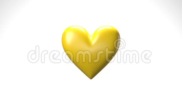 黄色破碎的心脏物体在白色的背景心形物体粉碎成碎片视频的预览图