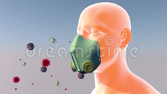 人戴防护面罩防护病毒3D绘制视频的预览图