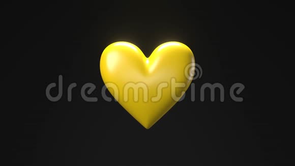 黄色破碎的心脏物体在黑色的背景心形物体粉碎成碎片视频的预览图