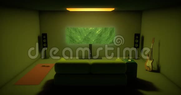 家庭隔离舒适房间插图3D视频的预览图