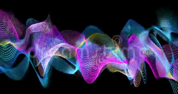 抽象液体彩色氖波背景4K运动图形时尚活力质感时尚纺织霓虹灯色视频的预览图