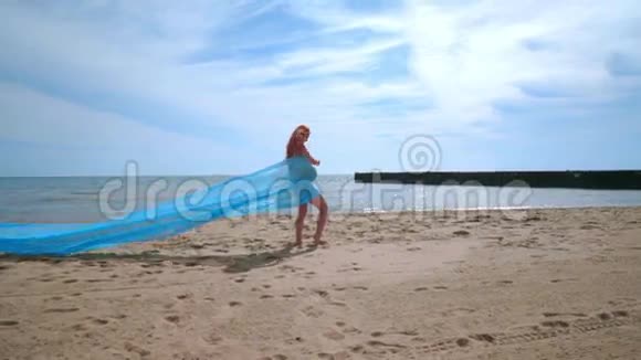 恋爱中的情侣在海滩上接吻浪漫关系概念视频的预览图