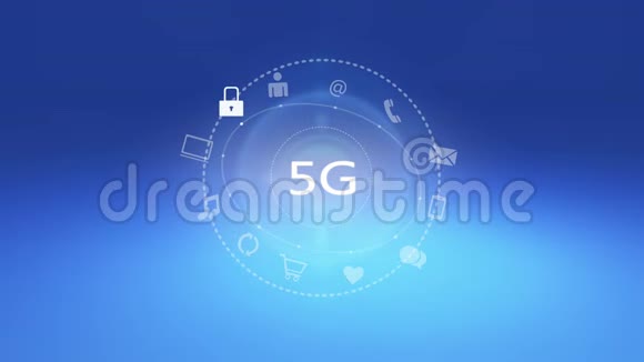 4k5G符号虚拟互联网概念在线服务图标社交媒体视频的预览图