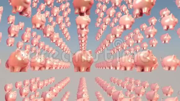 经济成功的概念猪储蓄罐3D绘制视频的预览图