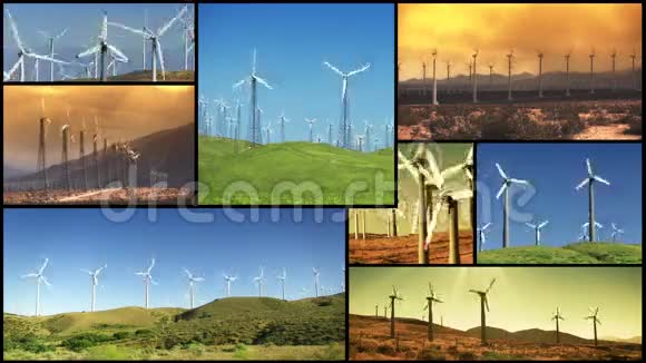 风力发电场的蒙太奇视频的预览图