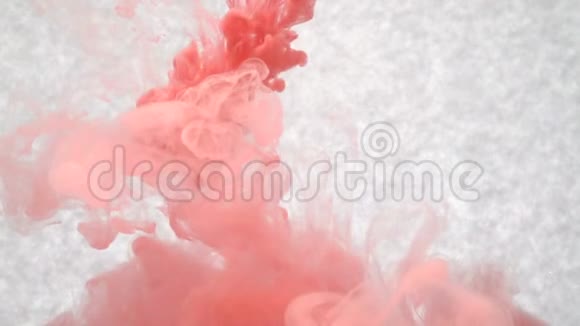 水中的红墨水创意慢动作在白色背景下视频的预览图