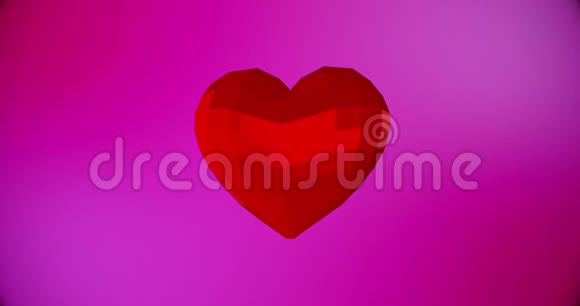情人节快乐背景红色多边形心为情人节活动循环动画4k视频的预览图