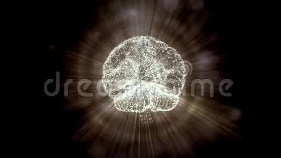 黑色背景下光线和bokeh粒子中人脑的抽象视频视频的预览图